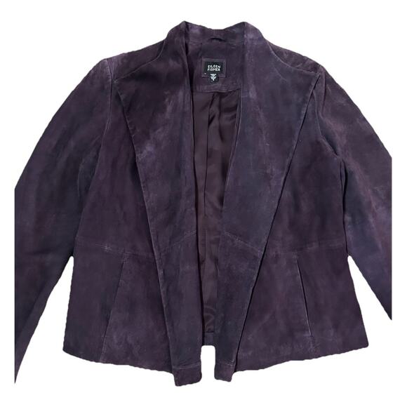 Eileen Fisher Women’s Purple Italian Goat Suede Blazer Jacket Size S - Picture 2 of 7